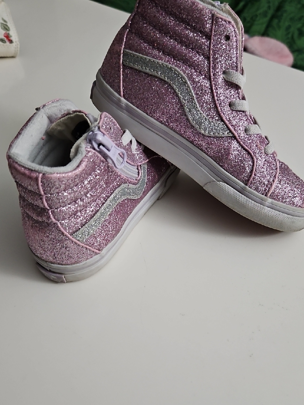 Vans Sk8-Hi Kids Glitter High-Top Sneakers - Pink